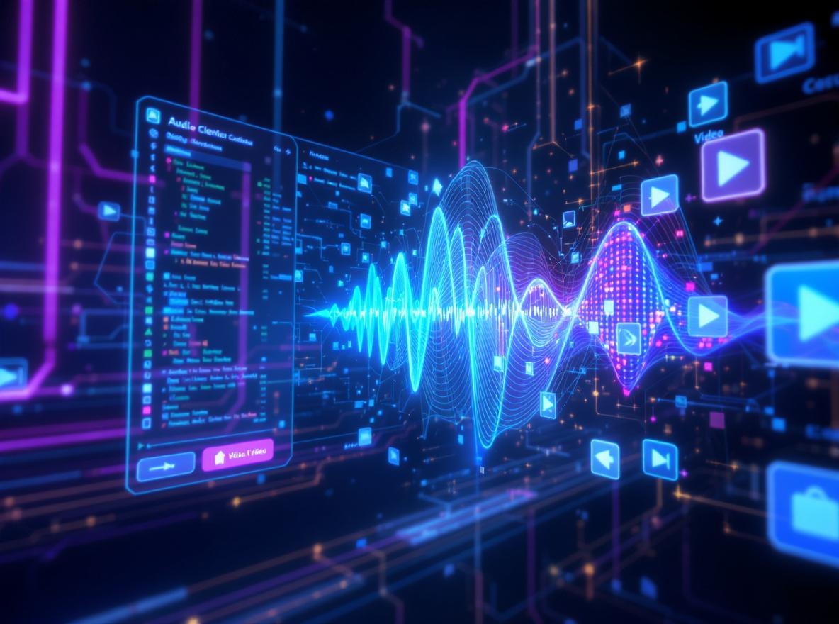 Animación de una IA que convierte un archivo de audio en un video musical